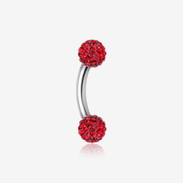Multi-Gem Sparkle Curved Barbell Eyebrow Ring-Red